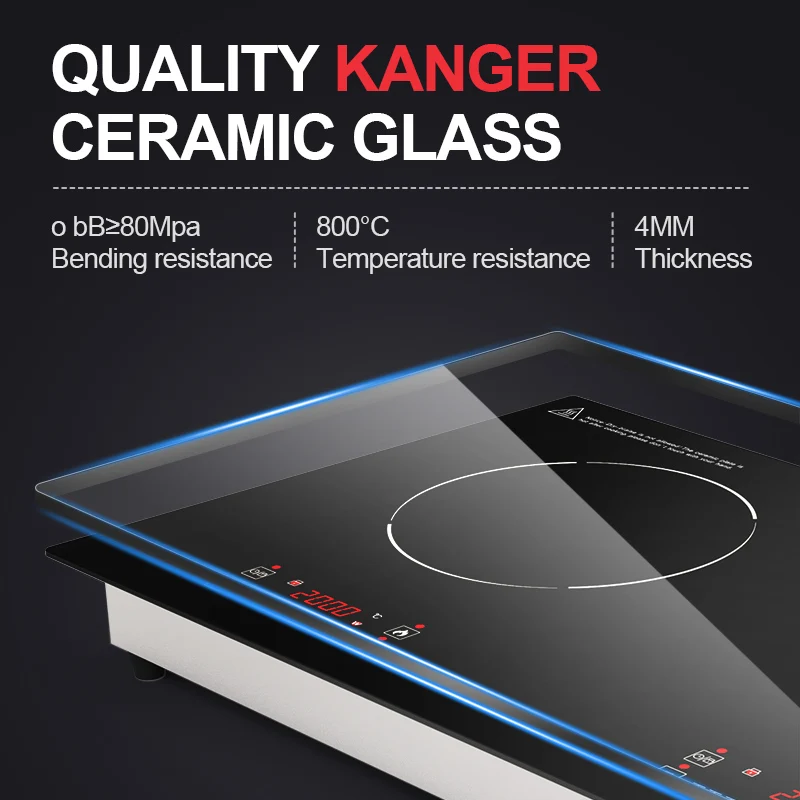 Double Induction Stove 3500W Built-in Electric Induction Hob 2 Burner Induction Cooker