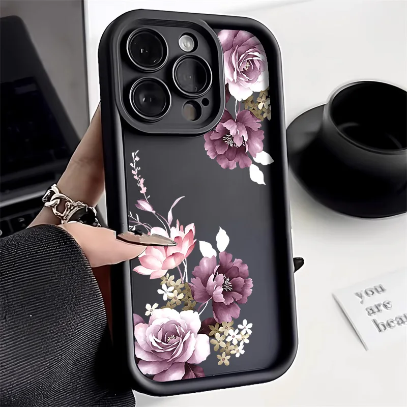 Case For iPhone 15 Pro Flower Cover iPhone 11 14 12 13 15 Pro Max X XR XS Max 14 15 7 8 Plus SE 2020 2022 Shockproof Funda Cases