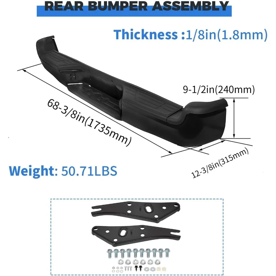 المصد الخلفي من الفولاذ متوافق مع 20052015 Toyota Tacoma لاستبدال المصد الخلفي TO1103114 Fleetside Styleside مع Re #5