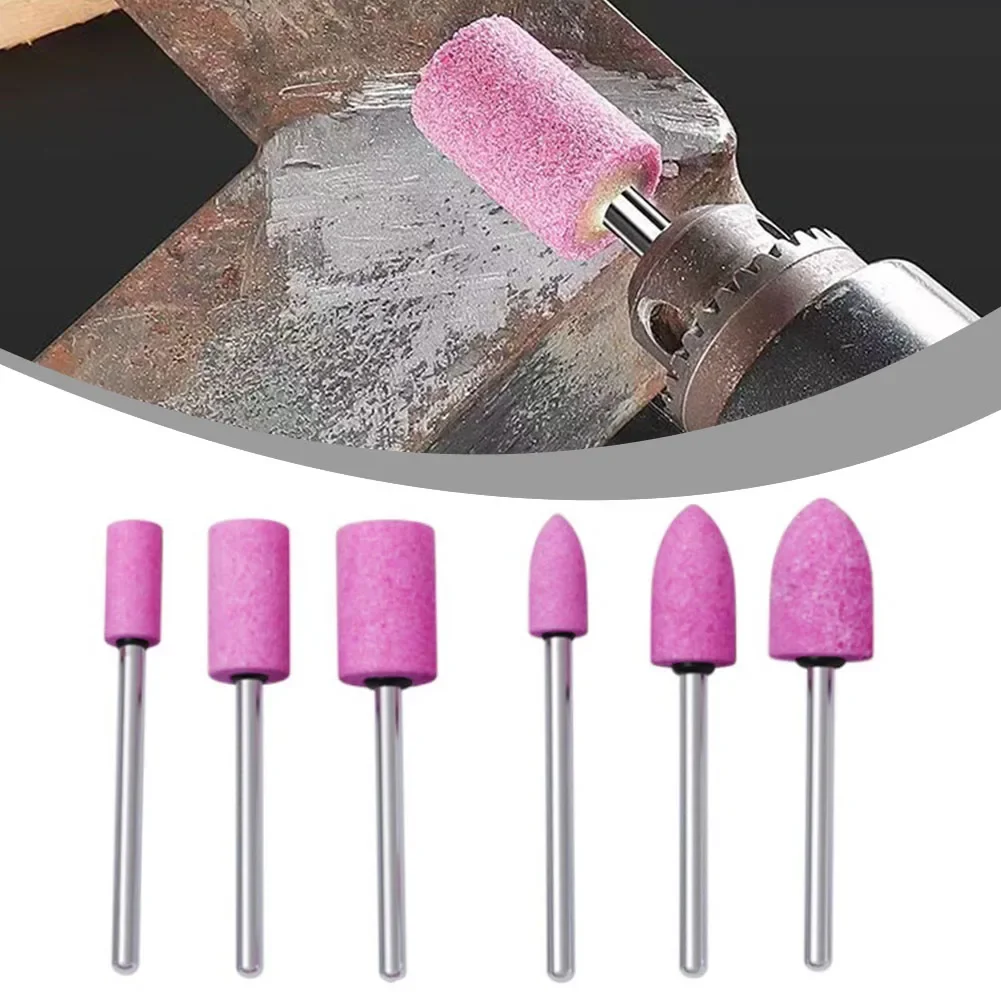 6 pezzi punta da trapano per unghie utensile rotante elettrico punte da trapano per nail art rettifica lucidatura testa gambo fresa rotativa punte per unghie