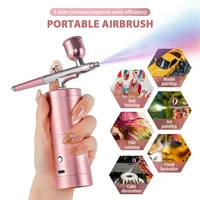 Mini Kit de compresor de aire rosa de 0,3mm, cepillo de aire, pistola pulverizadora de pintura, aerógrafo para decoración de uñas, tatuaje, artesanía, pastel, pulverizador de niebla Nano