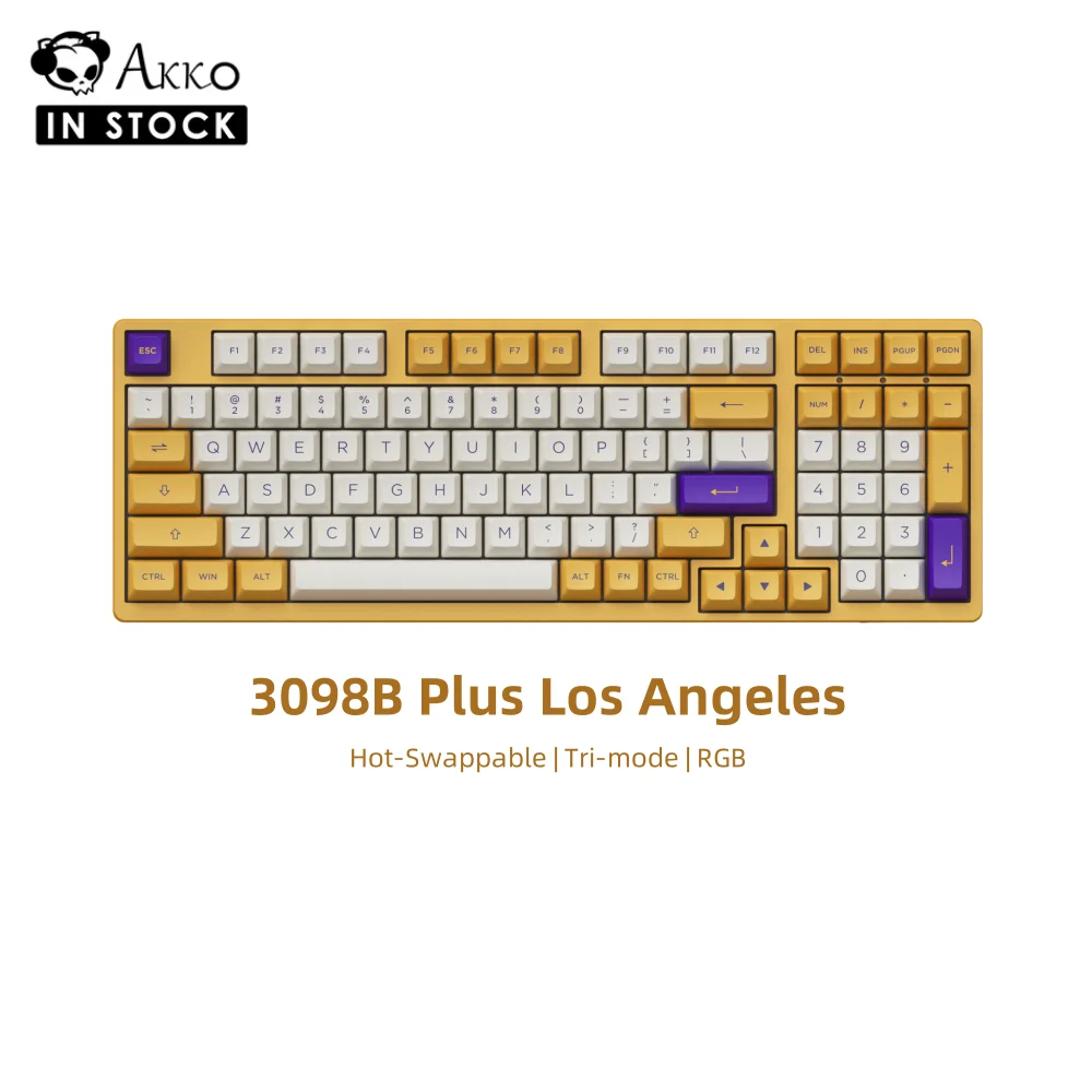 Akko 3098B Plus Los Angeles Mechanical Keyboard Hot Swap RGB ASA 98-Key USB Type-C/2.4GHz/Bluetooth 5.0 Wireless Gaming Keyboard