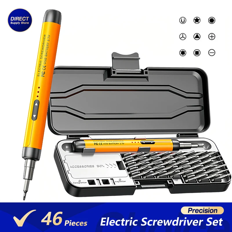 Precision Electric Screwdriver Set 46pcs Rechargeable Bit Kits Wireless Mini Power Tool For Mobile Cell Computer Repair PS5