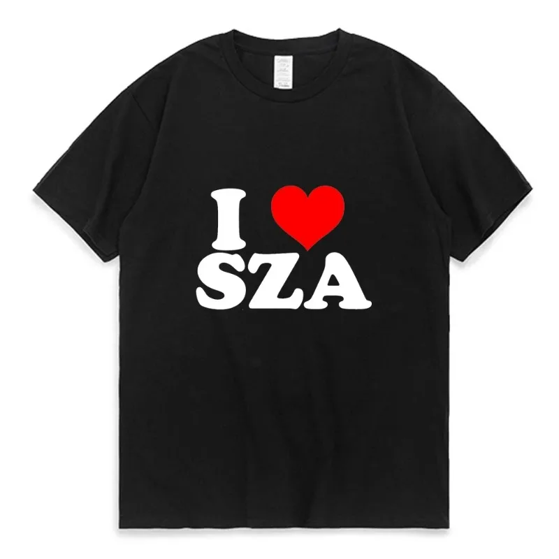 

I Love SZA Good Times Letter Print T-Shirt 100% Cotton Unisex Hip-Hop T-Shirt Rap Artist 90s Retro Short Sleeve Streetwear