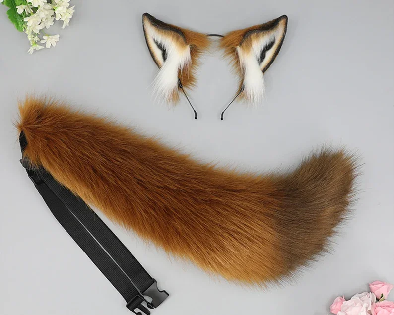 

Fox ears Cosplay anime headdress, cat ears headband, anime ears, dog ears, fur ears, cosplay, brown fox ears and tail