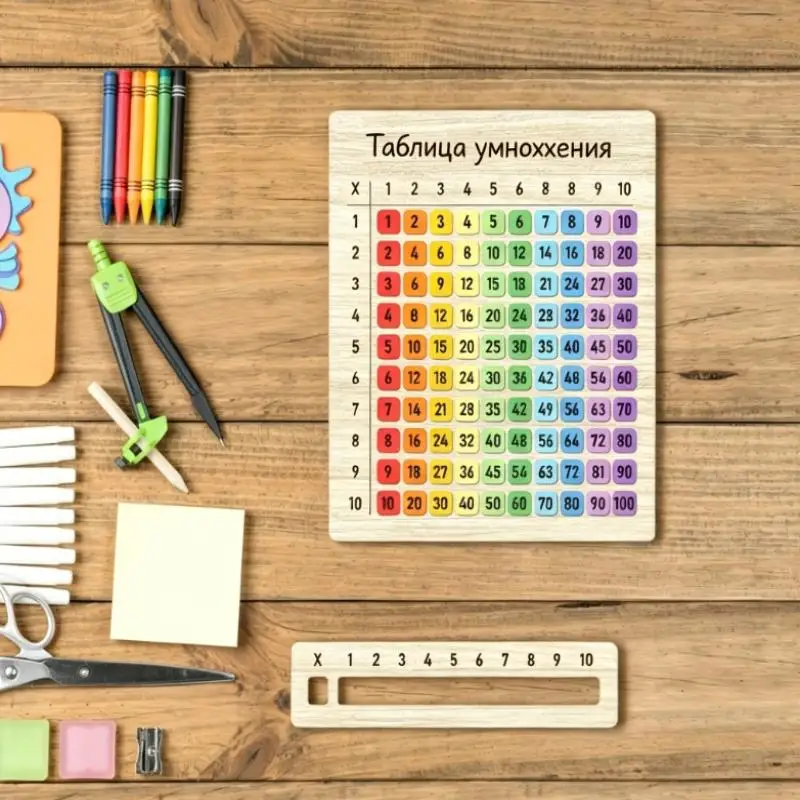 Wooden Multiplication Table Learning Board Eco-friendly Natural Wood Math Game for Kids Classroom Use