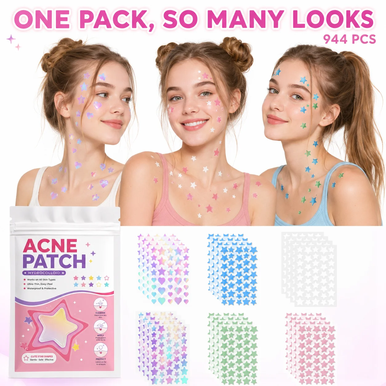 944 قطعة من لصقات النجوم الملو - مراجعة Hydrocolloid Pimple Patch وسعره