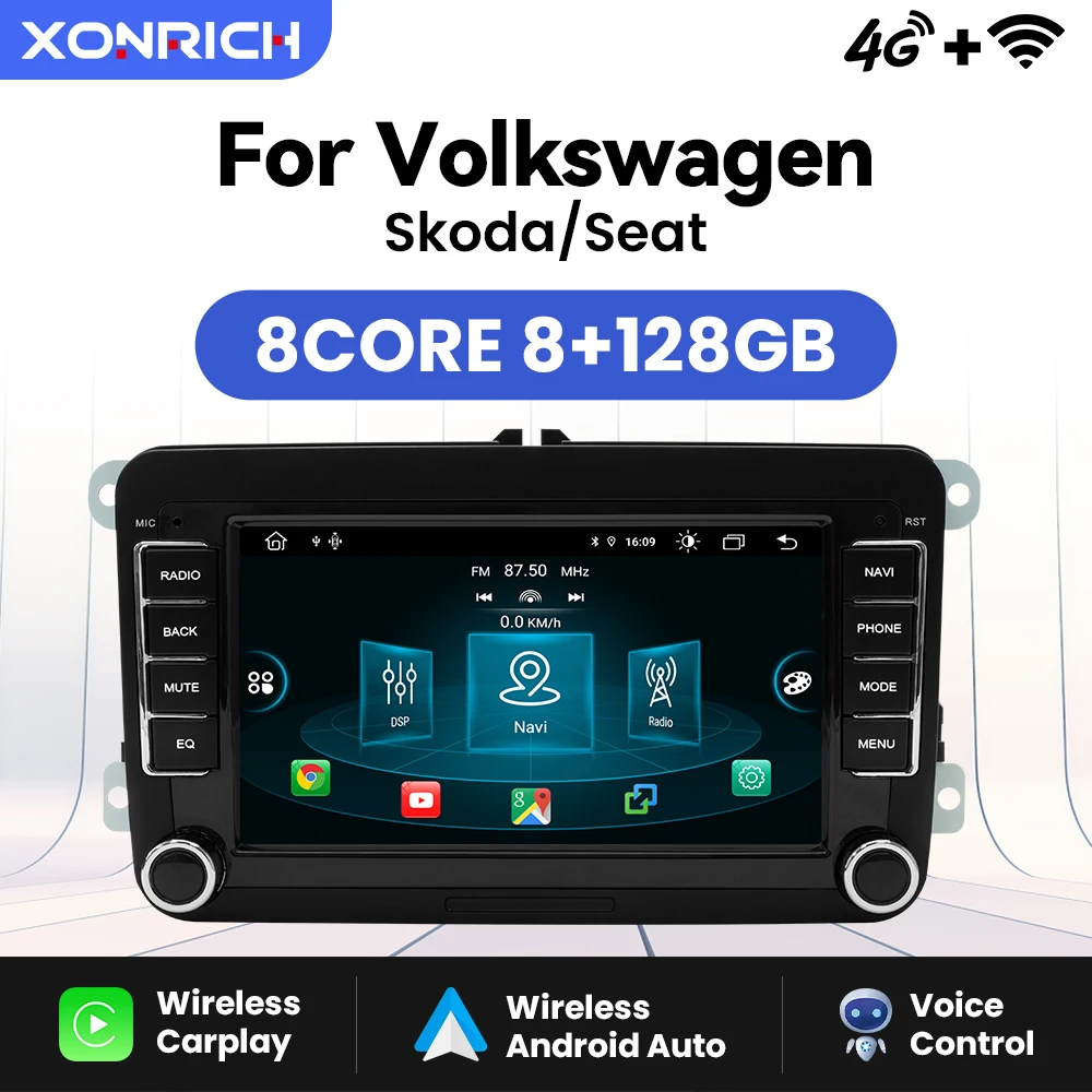 XONRICH Wireless Carplay Autoradio per Volkswagen VW Passat B6 B7 CC Tiguan Touran GOLF POLO 128GB Multimedia GPS 2Din Autoradio