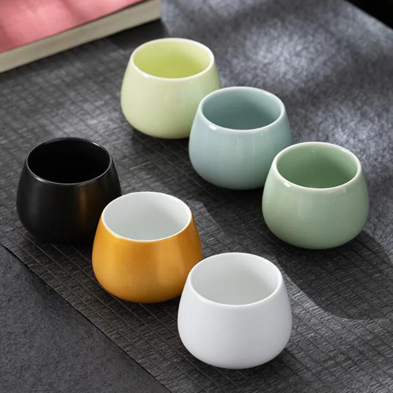 Chinese Style Porcelain Kungfu Tea Cup Solid Color Master Cup Teacup Ceramic Crafts Kitchen Teaware Drinking Tool 115ml