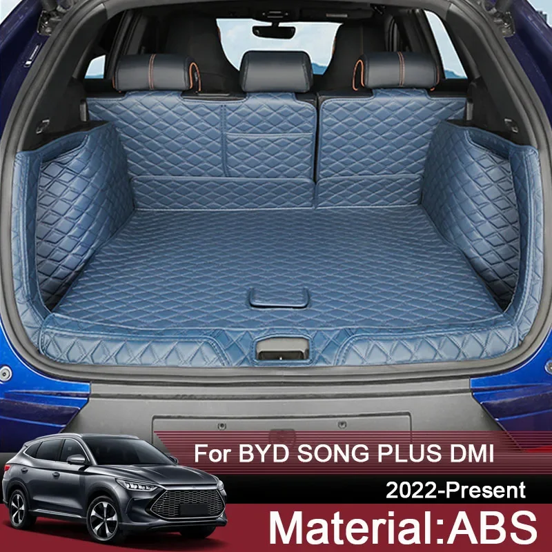 

Стайлинг автомобиля, коврик для заднего багажника на заказ для BYD SONG PLUS DMI 2022-2025, кожаный водонепроницаемый коврик для багажника, внутренние аксессуары