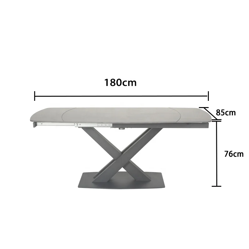 nordic style space saving dining table modern marble Sintered Stone black extension extendable square Dining Table