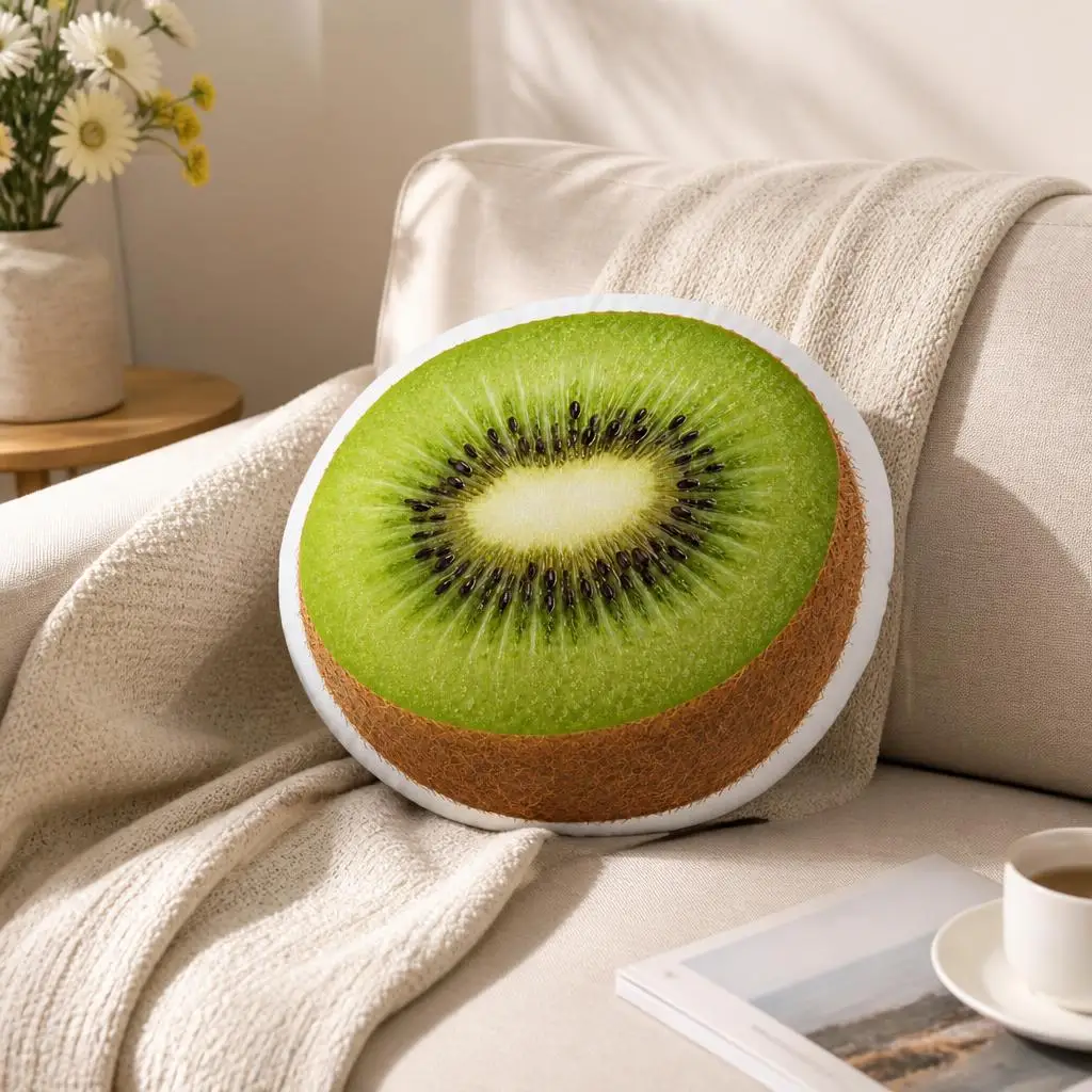 Fresh Kiwi Slice Fruit Plush Pillow Cushion Funny Stuffed Throw Pillow Home Decor Gift Sofa Bed Restaurant Chef Kitchen Cafe