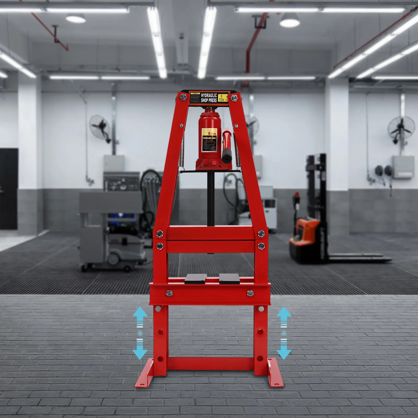 

6 Ton Hydraulic Shop Press with Rubber Handle for Installing and Removing Press Fit Parts