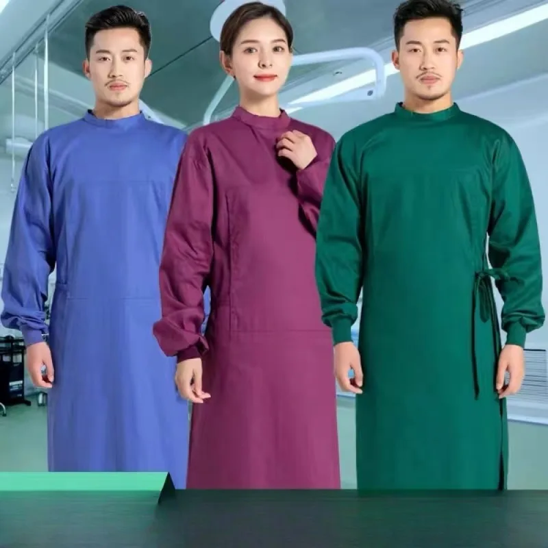 Blue and Dark Green Long-sleeved Surgical Gowns Hospital Operating Room Surgical Gowns Reinforced Isolation Surgical Gowns