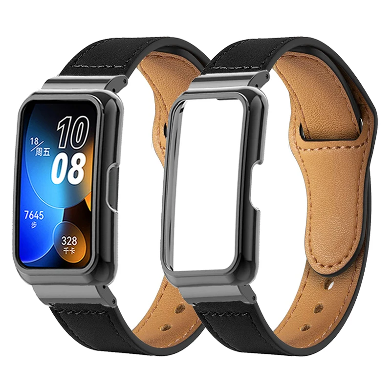 Leather Strap Case Protector For Huawei Band 8 watchband Bracelet For Huawei band 7 6 Wristband Honor Band 6 7 Belt Cover Frames