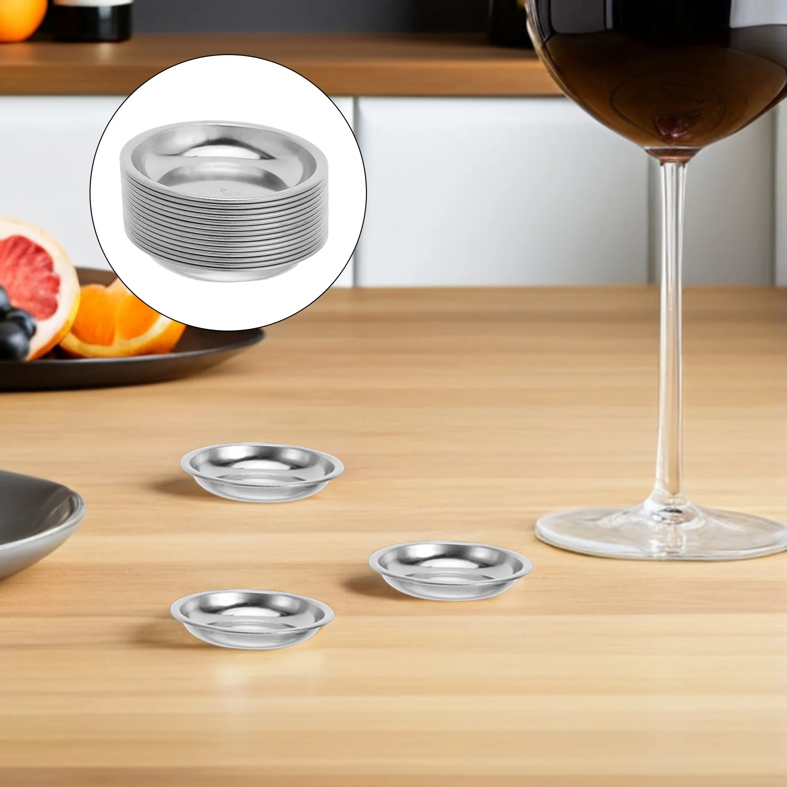 

20pcs Stainless Steel Tea Bag Dish Round Metal Serving Tray Drip Catcher For Home Office Party Kitchen Organizer