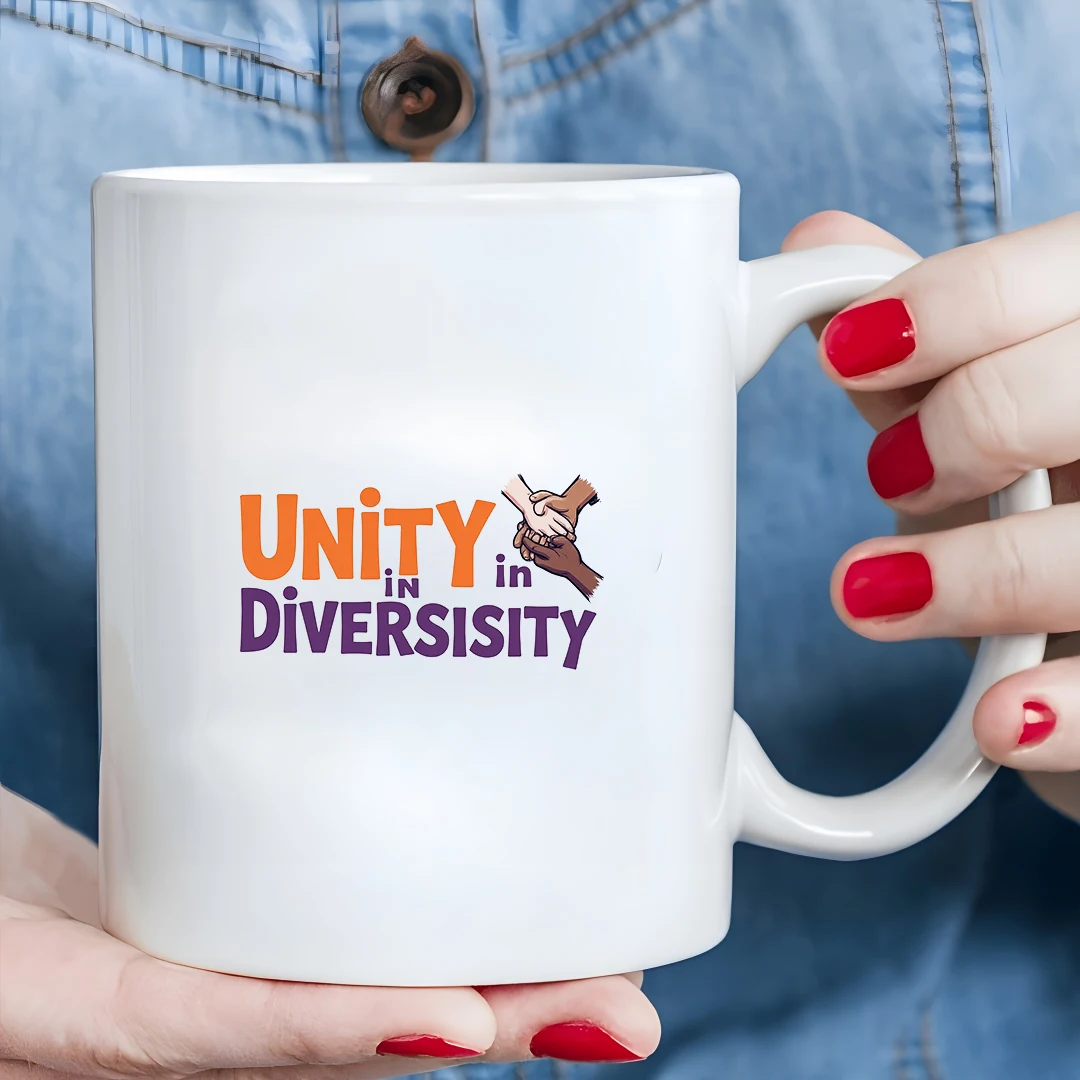 

11oz Mug + Unity in Diversity Design + Kids Cold & Hot Beverage Cup - Christmas Gift for Family & Office