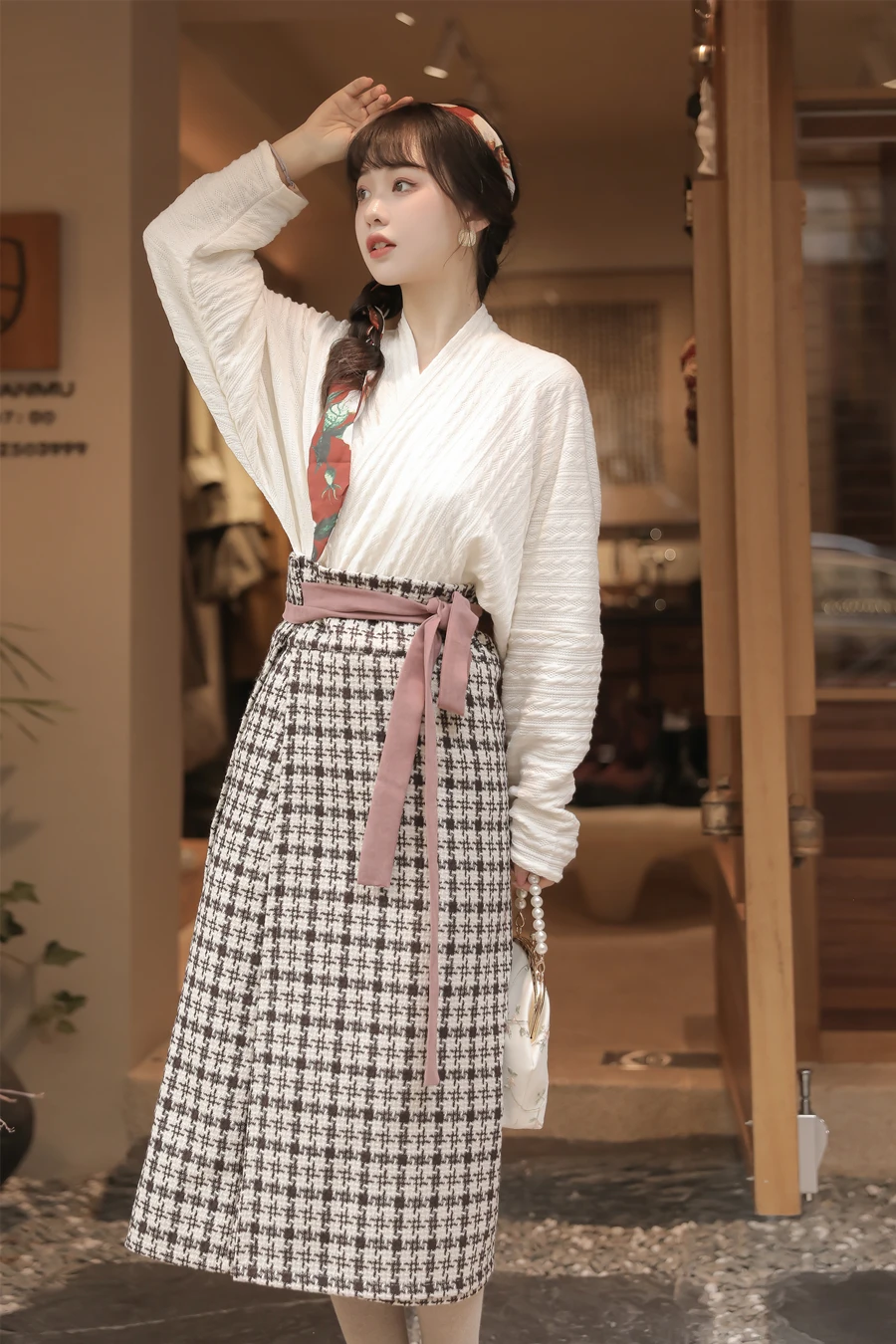 Hanfu-ropa de viaje diaria para mujer, faldas plisadas de princesa, manga de avión gruesa, Dinastía Song, otoño e invierno, 2024