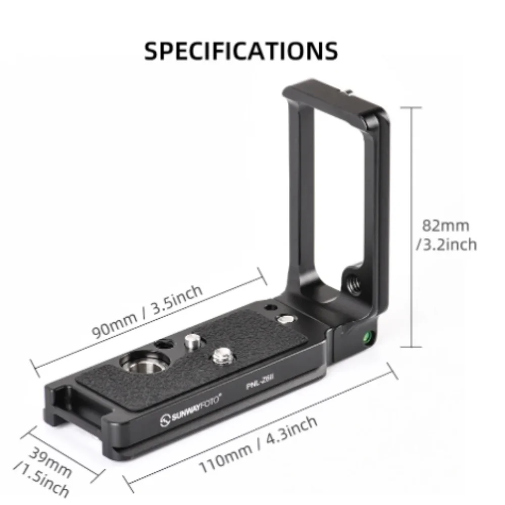 SunwayFoto-l-bikon z6ii、z7ii、dslrカメラ、arca、rrs互換、クイックリリースプレート用のブラケット