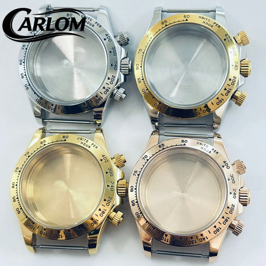 

39mm VK63 VK64 Watch Case Silver Gold Solid Stainless Steel Sapphire Glass for VK63 VK64 Quartz Movement Watch Accessories