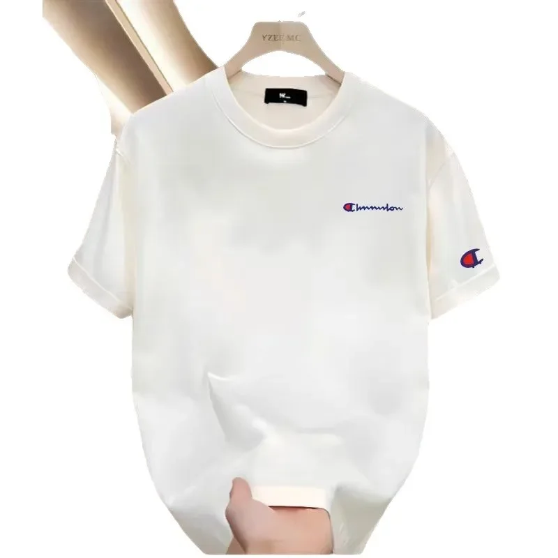 النمط الأمريكي الوزن الثقيل الصيف جديد قصير الأكمام تي شيرت الرجال النسخة الكورية فضفاضة تناسب جولة الرقبة في سن المراهقة ملابس غير رسمية