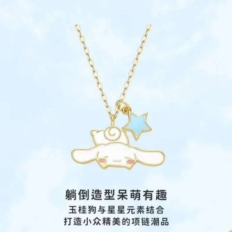 

Sanrio Cinnamoroll Anime Kawaii Sanrio Girly Heart Necklace Cute Cartoon My Melody Chain Decoration Y2k Gifts for Girls