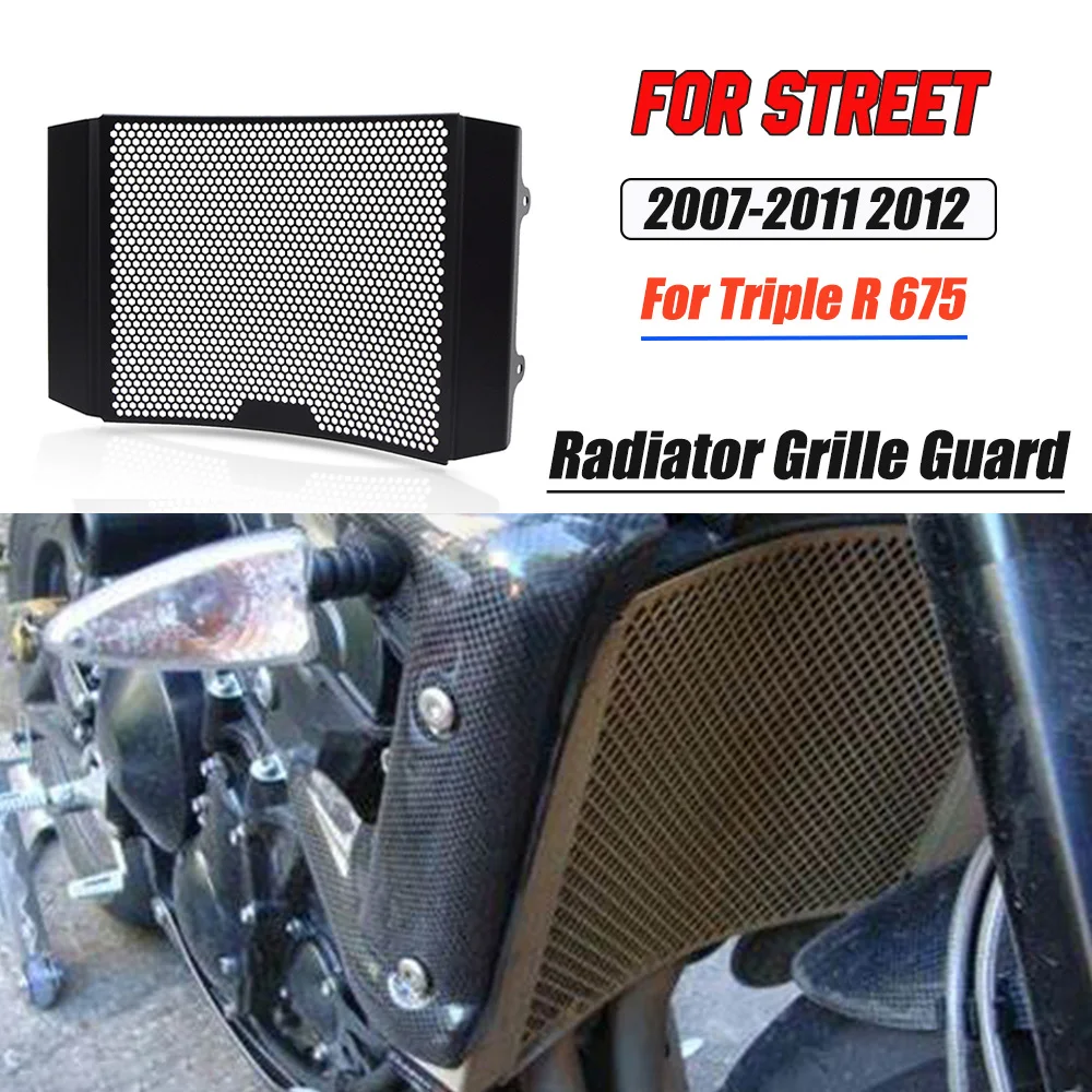 

Motocycle Radiator Grille Cover Water Tank Guard Protection For Street Triple R 675 675R 2007-2009 2010 2011 2012 Radiator Guard