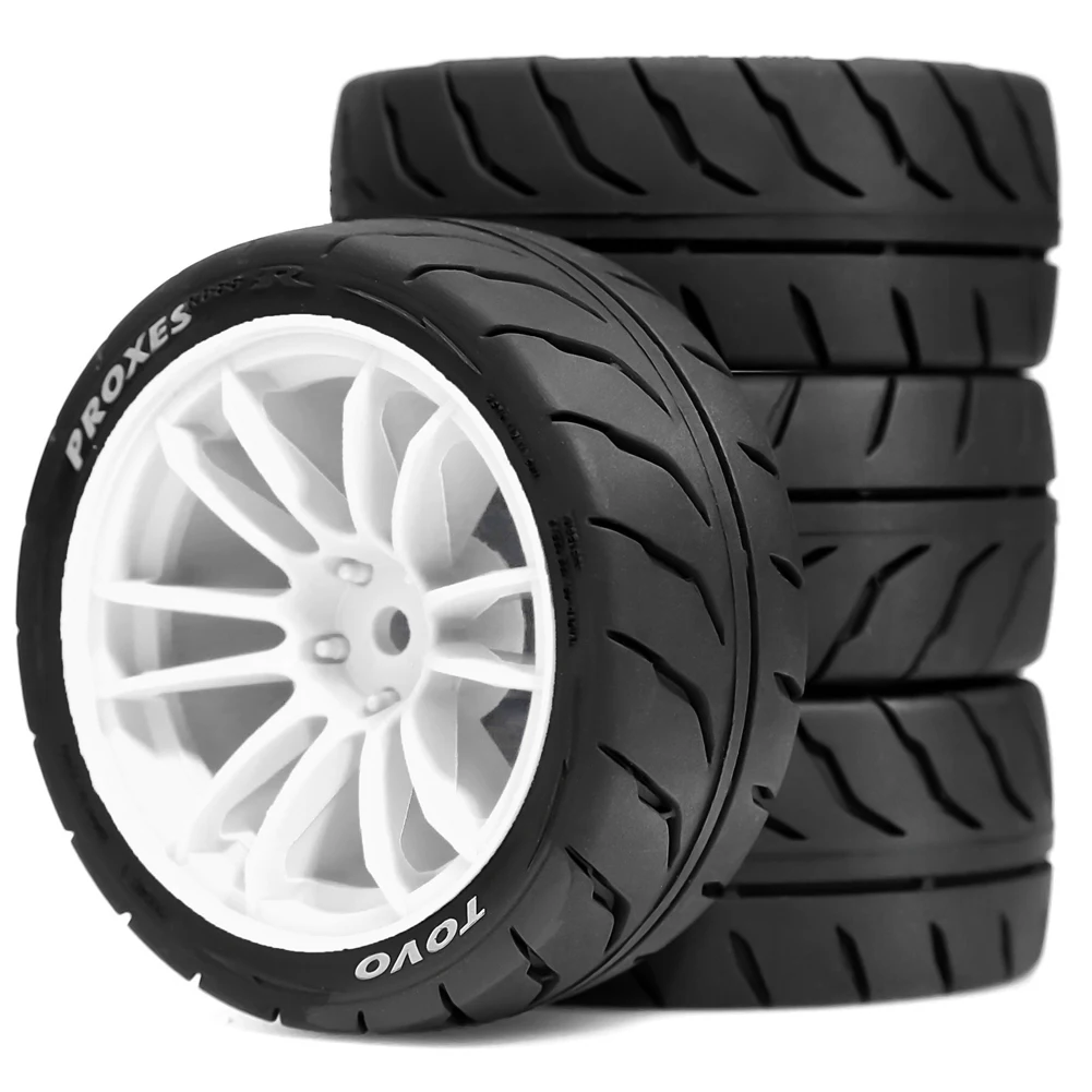 N33R-4Pcs 68Mm Rubber Tire Wheel Tyre 12Mm Hex For Tamiya TT01 TT02 TA06 XV01 XV02 PTG-2 1/10 RC Racing Car Upgrade Parts