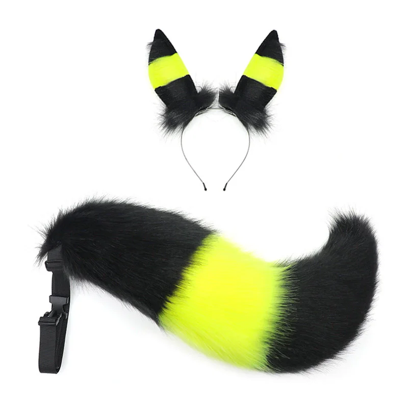 New Handmade Halloween Subculture Animal Fox  Ear Monthly Simulated Furry Fox Ear Hairband  Realistic Tail Set Cosplay Props