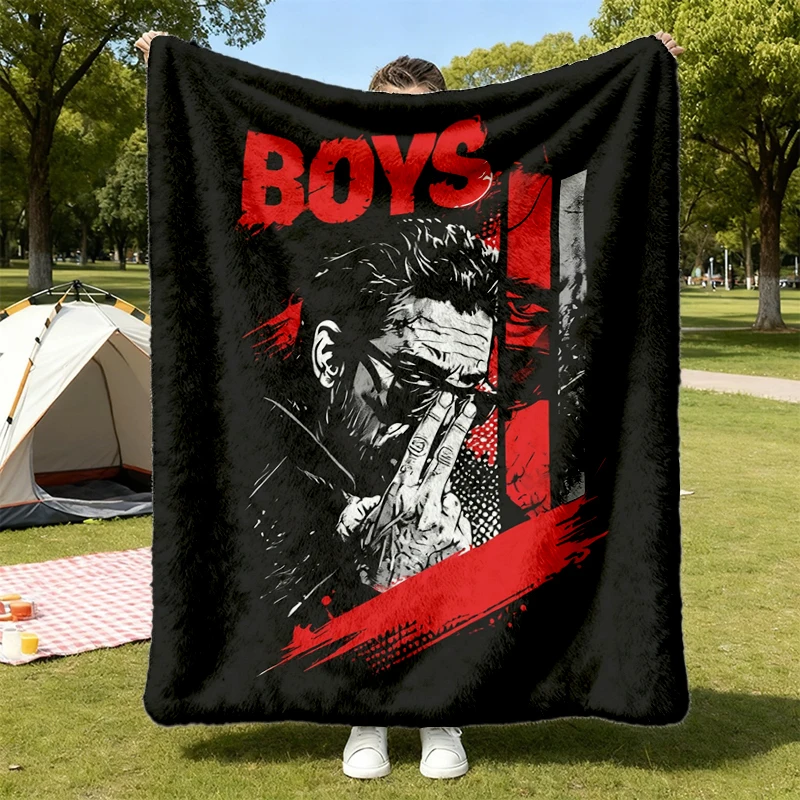 Retro 90s Comfort Colors Billy Butcher The Boys TV Series Flannel Blanket, The Boys Movie Flannel Blanket