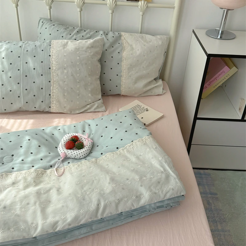 

Lime Dr Summer Cooling Air Conditioner Quilt Set Cute Sea Salt Latte Four-Piece Set Single Double Person Lightweight Blanket