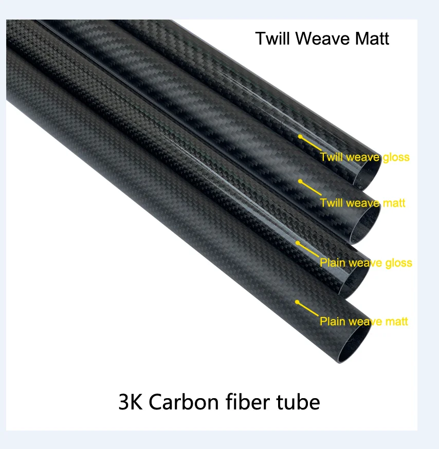 3K carbon fiber tube drone accessories 3.0mm thick OD16mm 17mm 18mm 20mm 22mm 25mm 30mm 33mm 35mm 38mm Twill matte Carbon tube