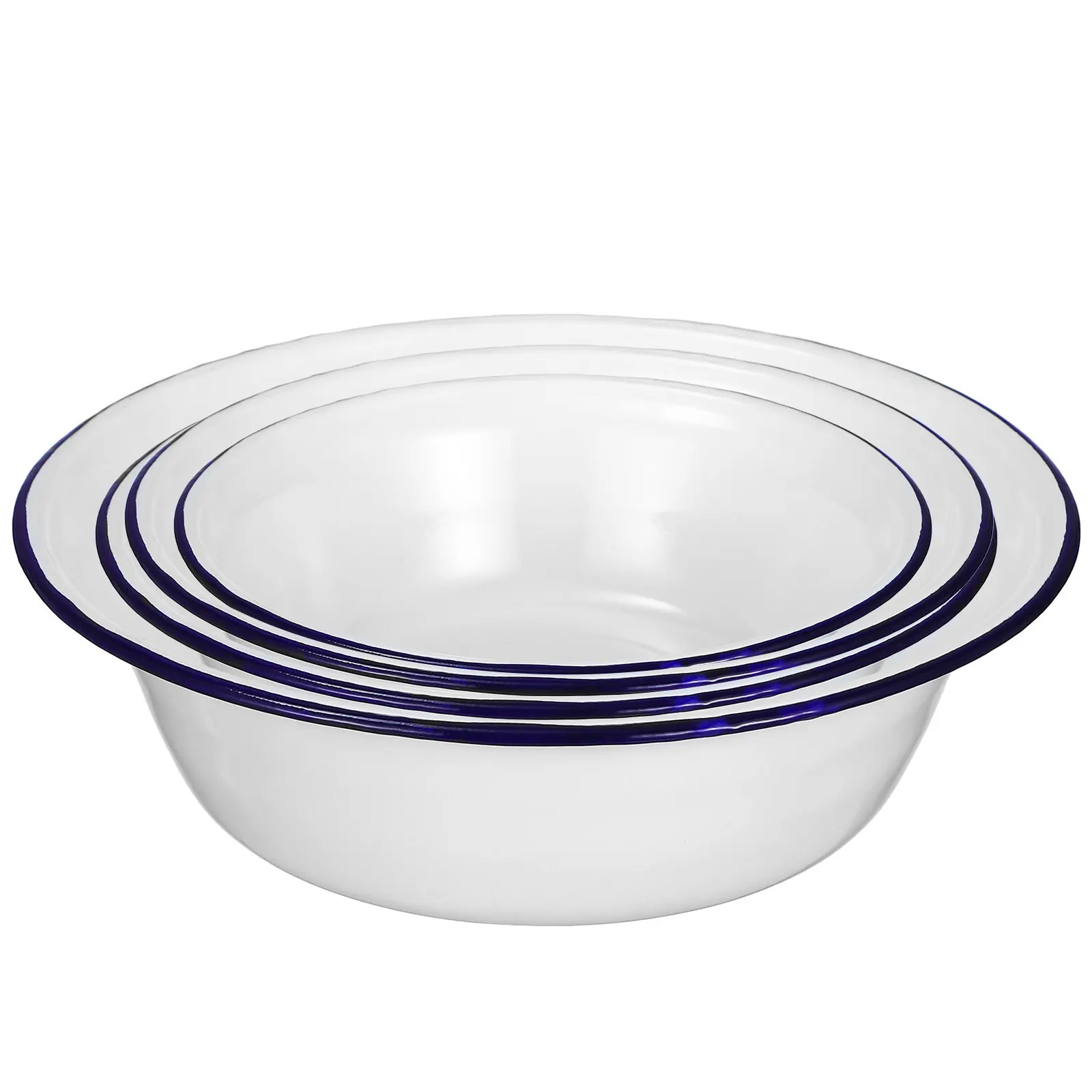 

Набор из 4 винтажных эмалированных мисок: ретро-стиль, для риса, лапши, овощей, фруктов, штабелируемые, с гладким краем, устойчивым основанием, легко моются