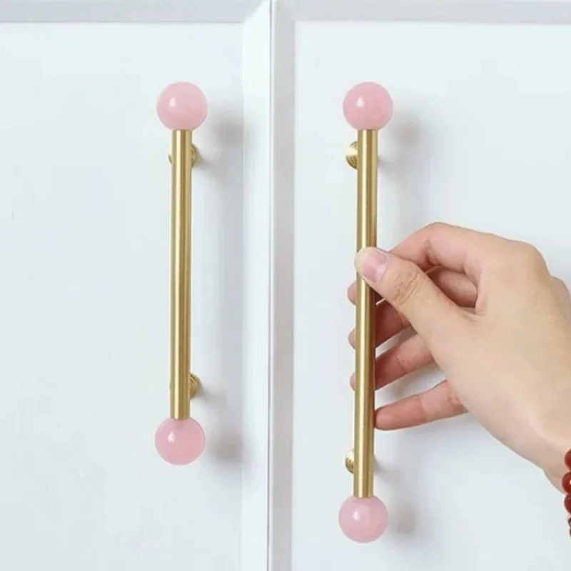 

Элитные латунные ручки для шкафов с кристаллами и мрамором, мебельная фурнитура для ящиков и дверей гардеробов