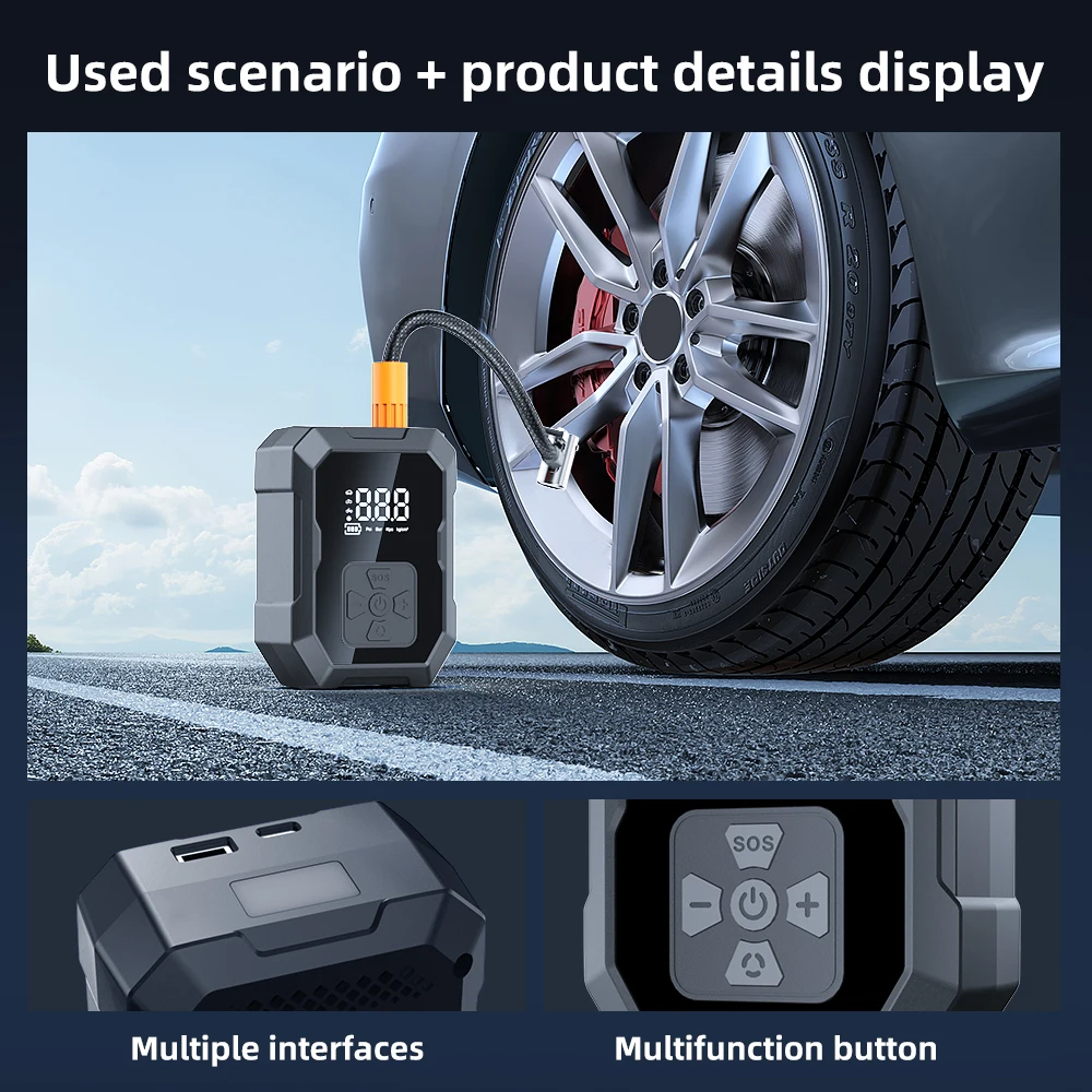 YIJU Mini Air Pump Tire Inflator Car Electric Mini 30L/Min Portable Air Compressor For Car Motorcycles Bicycle Inflatable