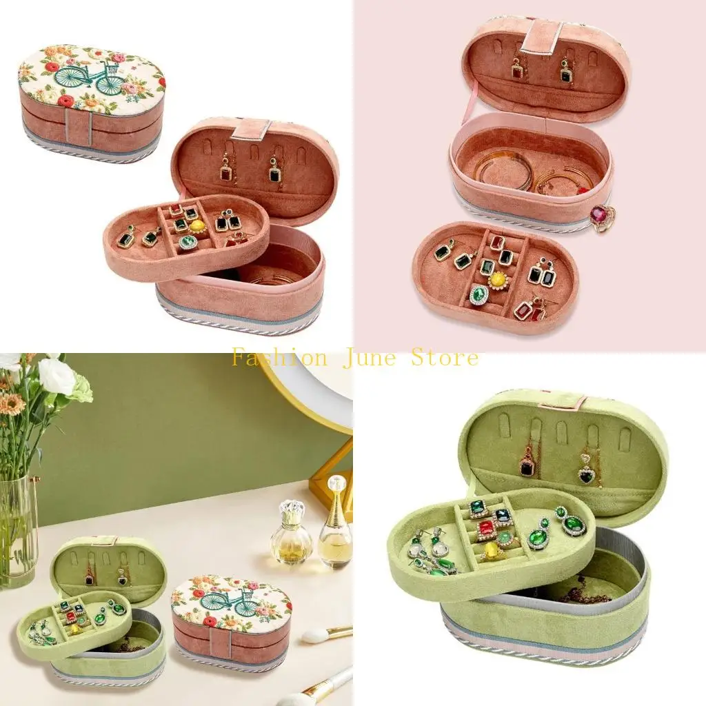 

N5KA Роскошный плюшевый сундук для ювелирных изделий Элегантные плюшевые органайзеры для ювелирных изделий Трехуровневая коробка