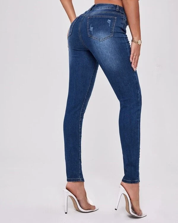 Pantalones vaqueros para mujer, Jeans elásticos de cintura alta, empalme de cuentas abiertas, moda de primavera, nuevos