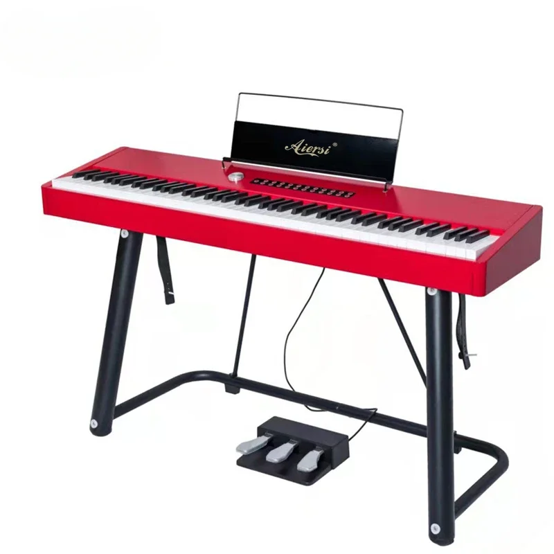 

Aiersi Brand Gloss Red Polish 88 Hammer Weighted Keys Digital Piano Grand Electronic Keyboard Instrument Practise Or Compose