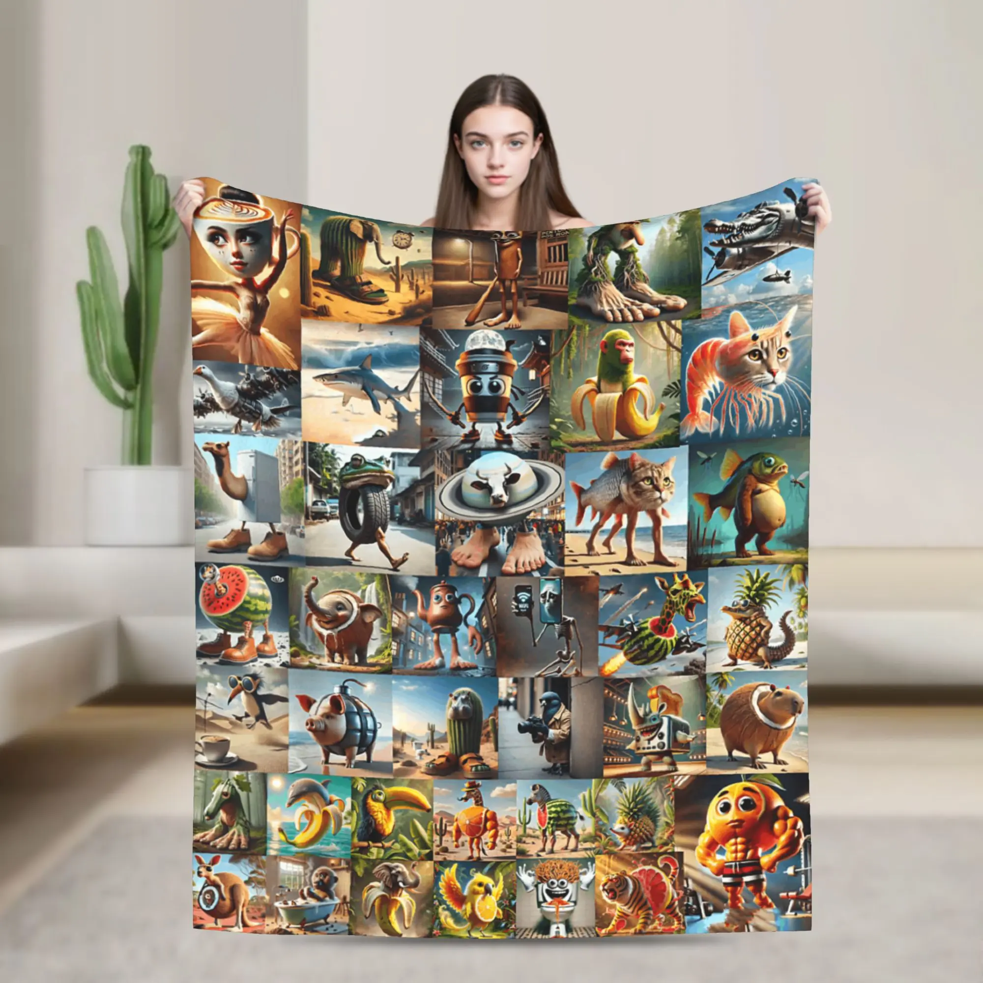 Warm Soft Blanket Funny Italian Brainrot Memes Compilation Bedding Throws Flannel Bedspread For Couch Chair Sofa Bed Bed Cover