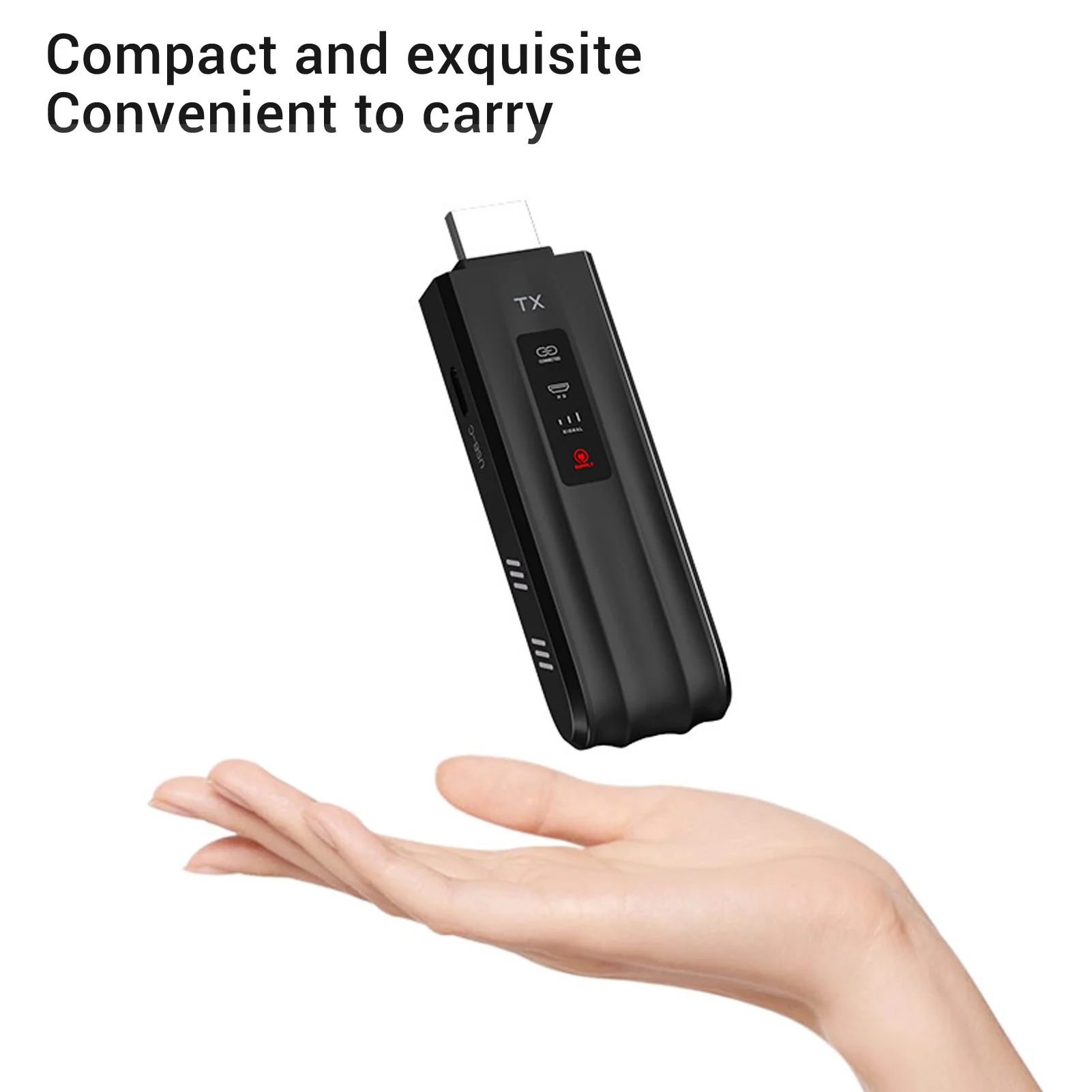 เครื่องขยายสัญญาณไร้สาย HD เครื่องส่งและรับสัญญาณแบบพกพา ถอดรหัส 4K รองรับการส่งออก 1080P เสียบใช้งานได้ทันที พร้อมหน้าจอ LED สำหรับโปรเจคเตอร์