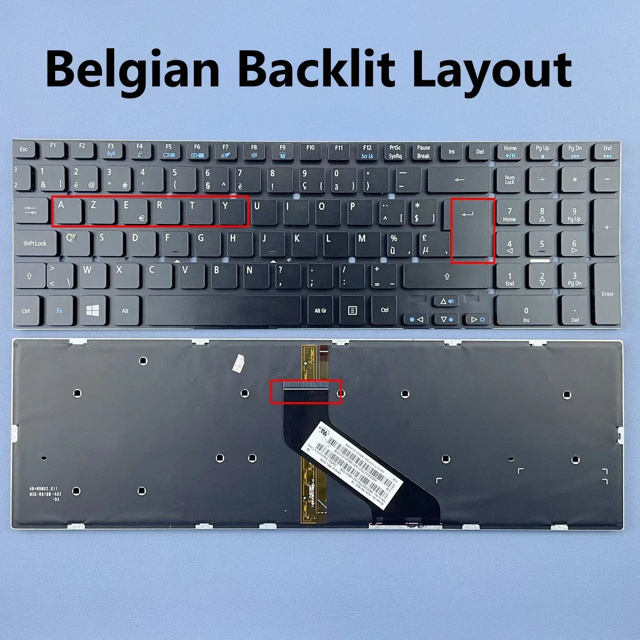 

Клавиатура Azerty с подсветкой для Acer 522 5830 5830T 5830TG V3-7710 7710G 772G E1-530 530G E1-572 731 5755G Series, макет Бельгии