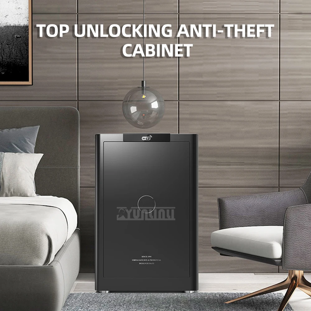  Home IntelligentSmall 60CM All Steel Fingerprint Safe Top Unlocking Anti-Theft Safe for Office Use
