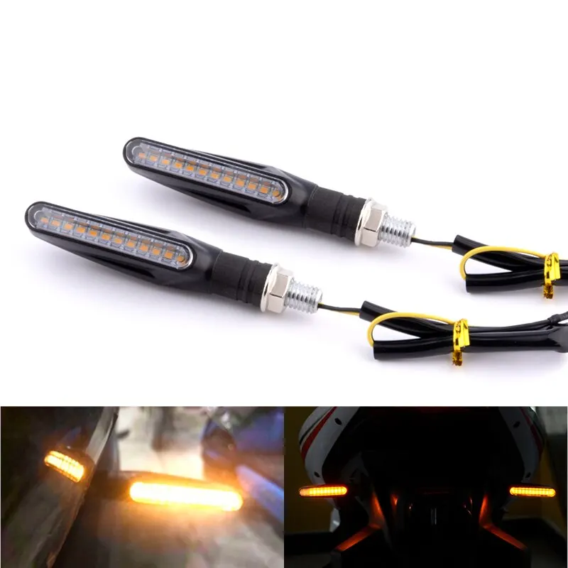 Clignotant LED universel pour moto, feu arrière DRL, clignotant fluide ambre, indicateur, 2 pièces