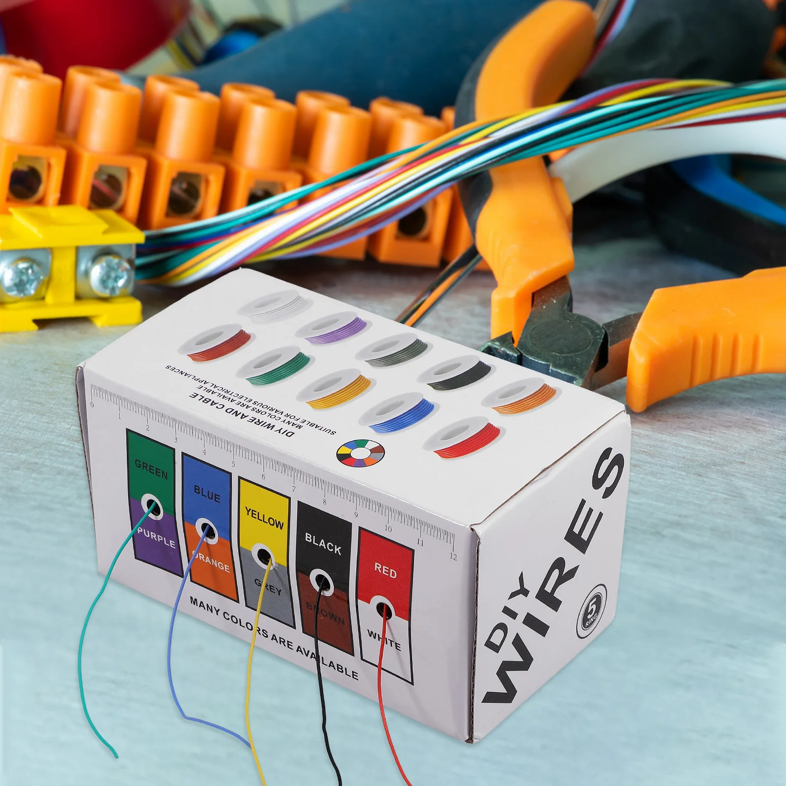 

5 рулонов 30AWG силиконовый провод в штучной упаковке, устойчивый к самостоятельным электрическим кабелем, красный, черный, желтый, синий, зеленый, изолированное соединение