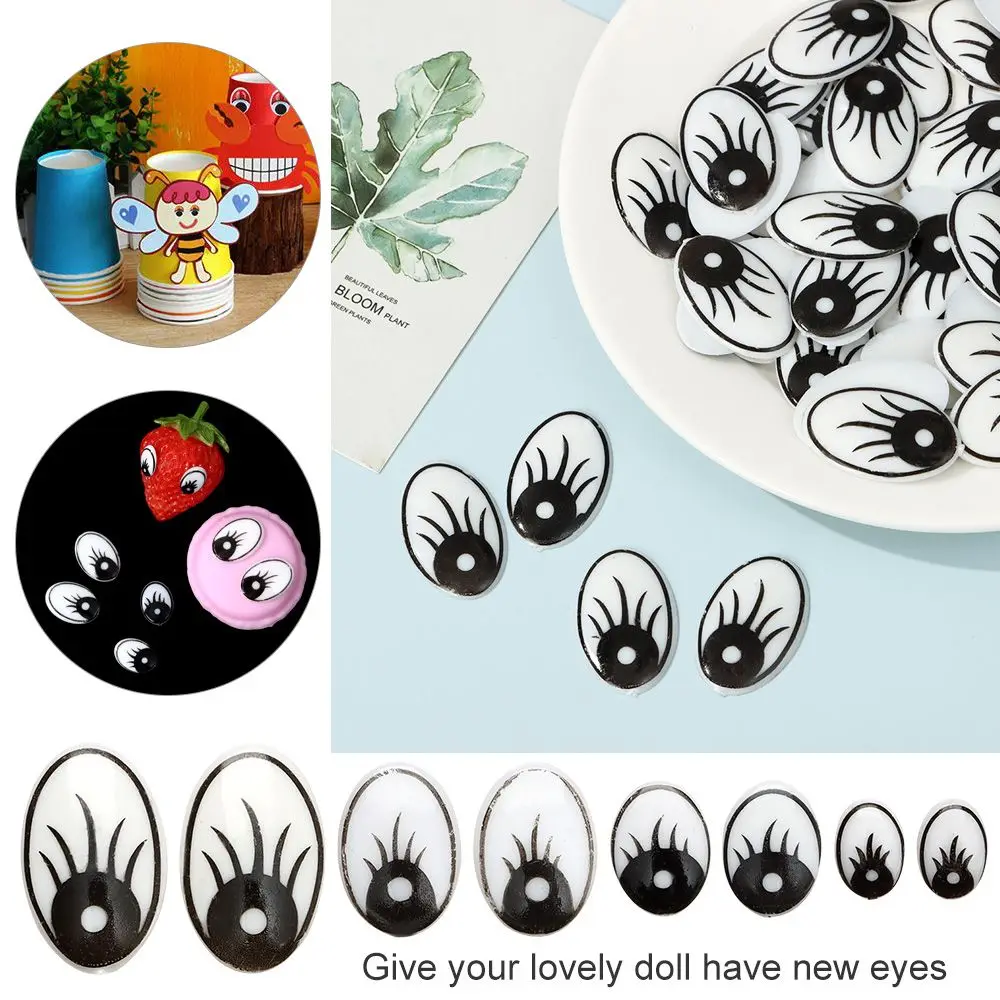 50pcs/bag DIY Creative Gift Puppet Making Cartoon Animal Doll Eyes For Stuffed Toys Dolls Black Eyelash
