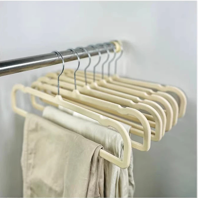 

10pcs Flocking Pants Hangers Multifunctional Home Bedroom Trousers Storage Racks Wardrobe Clothes Organizer Space Saving Hanger