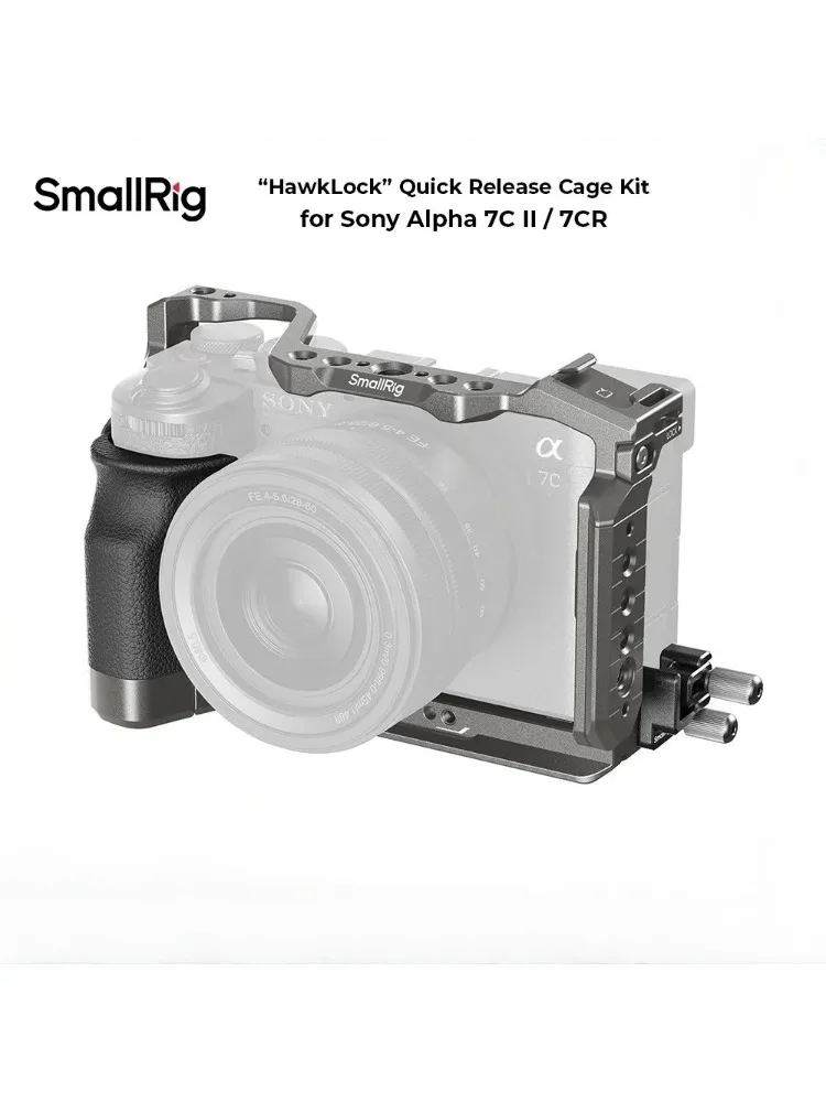 SmallRig 5198 A7C II / A7CR Kit de cage à dégagement rapide « HawkLock » avec poignée en silicone pour Sony Alpha 7C II / 7CR pour DJI RS4 Pro