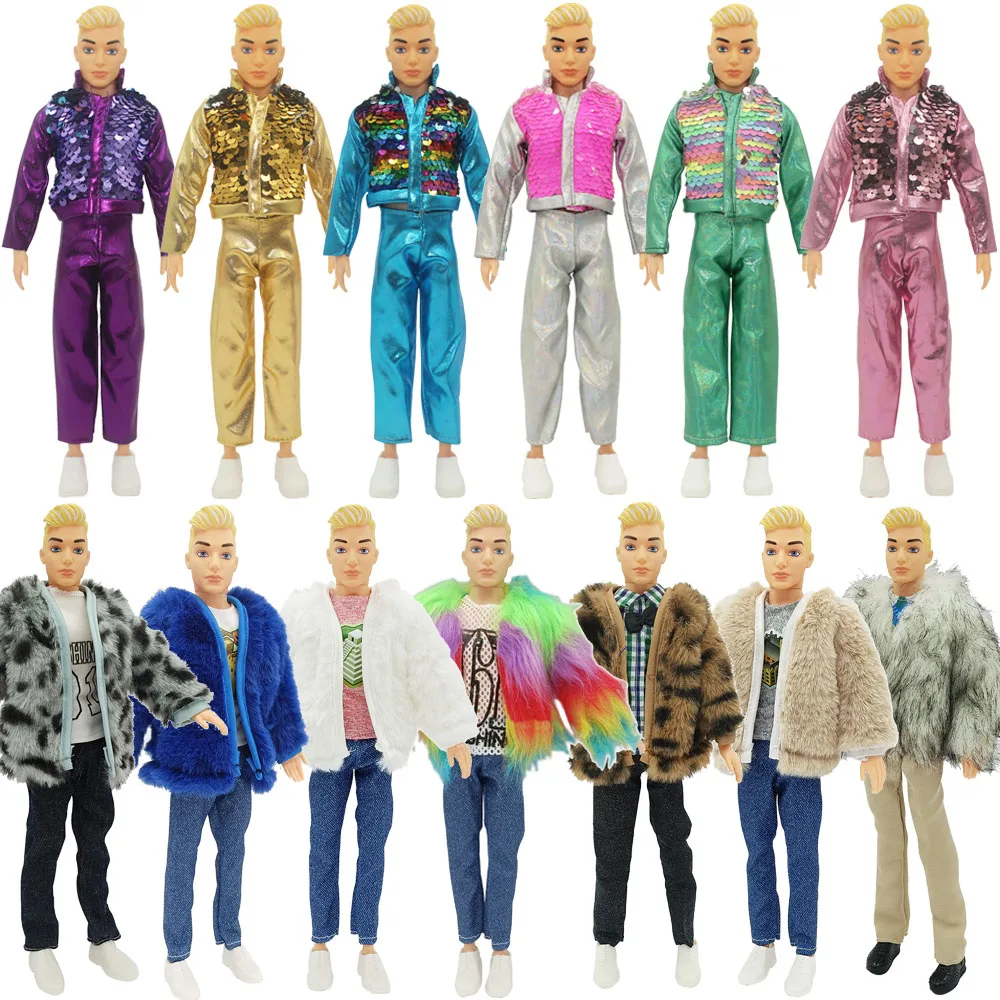 30cm Ken Doll Clothes Fashion Top+pants Outfit Shoes Plush Coat Glasses For Ken Dolls Children's Holiday Gift Doll Accessories