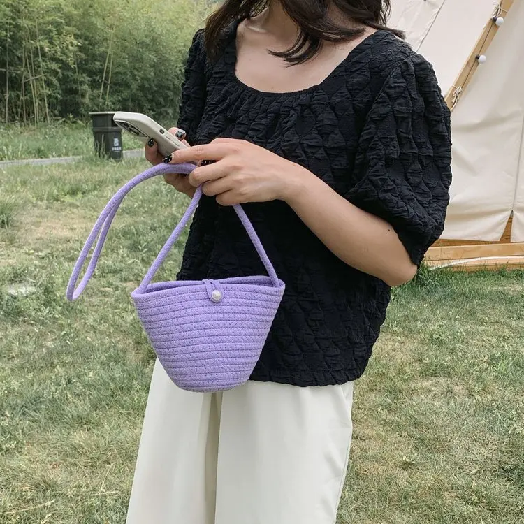 Woven Bag Women's Spring/Summer 2023 New Trendy and Fashionable Beach Straw Woven Bag Ins Versatile Crossbody Bucket Bag