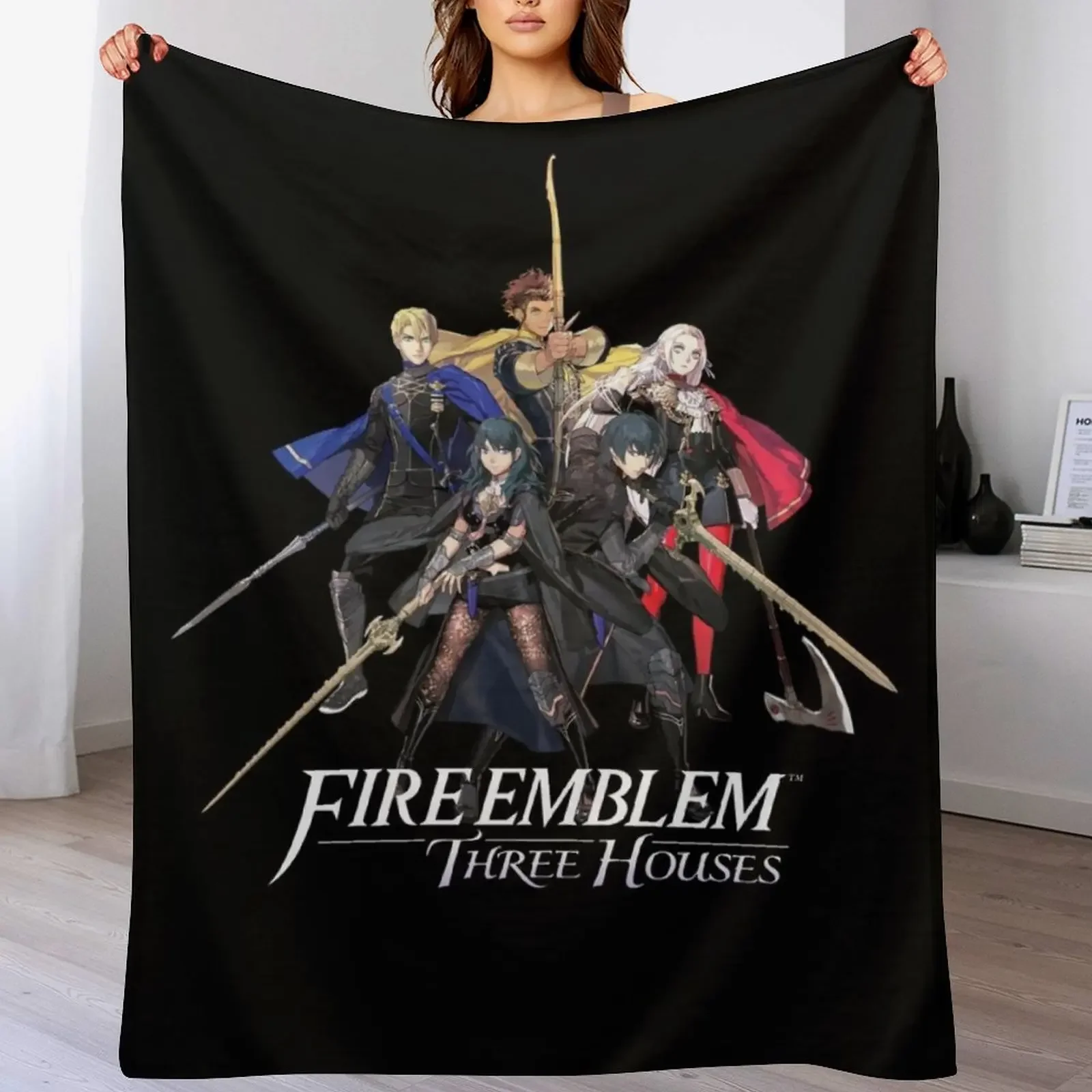 

Fire Emblem: Three Houses - House Leaders and Byleth (Male + Female) Throw Blanket Men's Soft Warm Throw Blanket for Couch